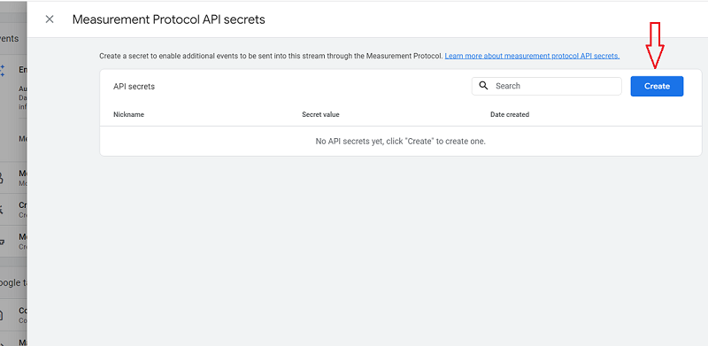GA4 (Google Analytics 4) Measurement Protocol Tutorial 76 Click on the ‘Create button