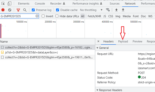 GA4 (Google Analytics 4) Measurement Protocol Tutorial 37 Click on the ‘Payload tab