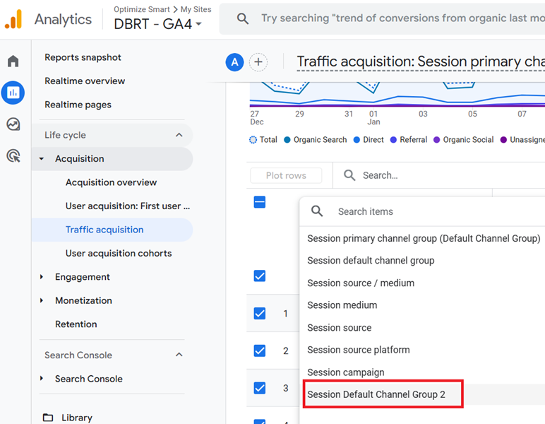 session default channel group 2