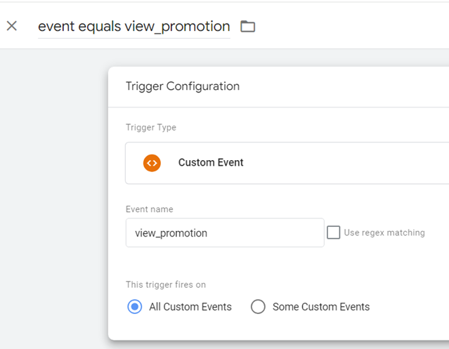 Tracking views of Internal Promotions Trigger configuration