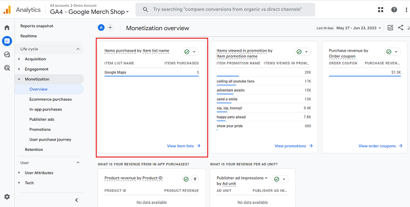 items purchased by the item list name