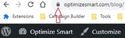 Google Chrome will display the lock icon next to your website address