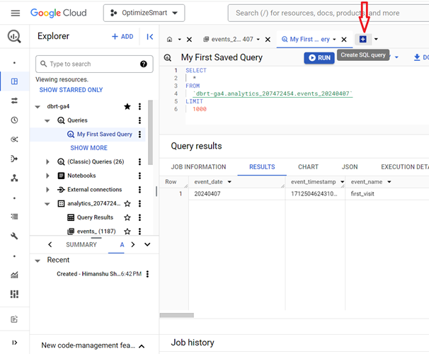 Understanding the BigQuery User Interface 81 compose a new query in a new query editor