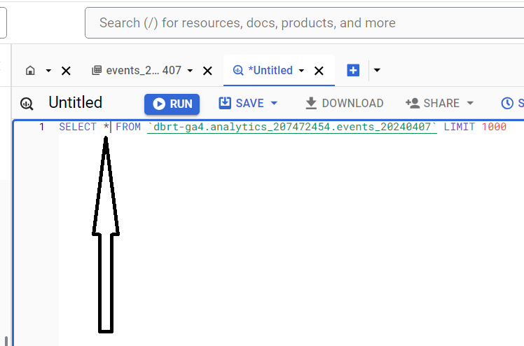 Understanding the BigQuery User Interface 50 retrieve all the columns of the table