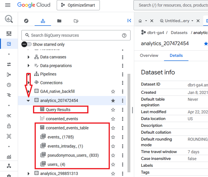Understanding the BigQuery User Interface 17 see data tables