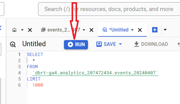 Understanding the BigQuery User Interface 54 Click on the ‘Run button to execute your query