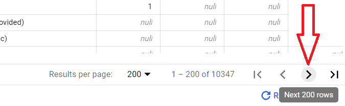 Understanding the BigQuery User Interface 38 To see the next 200 rows press the button