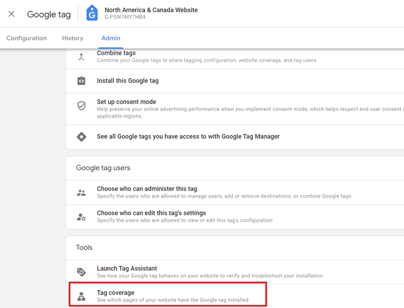 ga4 tag coverage report