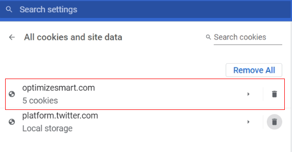 Look for your website domain