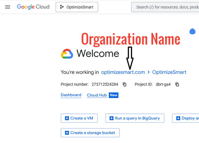 Understanding the BigQuery User Interface 3 organization name