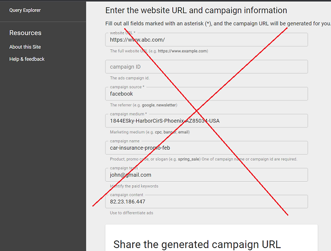 pii and utm parameters