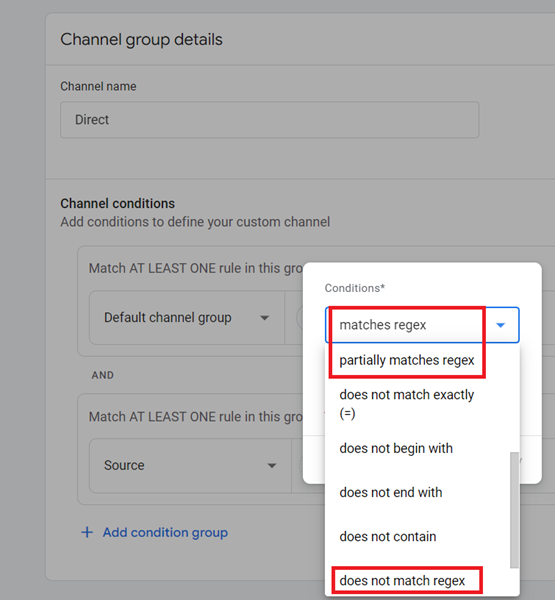 GA4 Regex (Regular Expressions): How to Use Them for Better Analysis 13 channel conditions