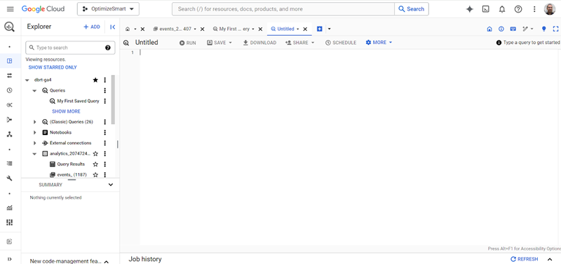 Understanding the BigQuery User Interface 82 You should now see a screen like the one below