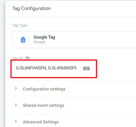 gtag.js – Google Tag in Google Analytics 4 and beyond. 30 you can use multiple measurement IDs within the ‘tag id field of a Google tag