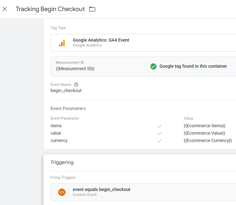 Measuring Checkout steps in GA4 final tag configuration