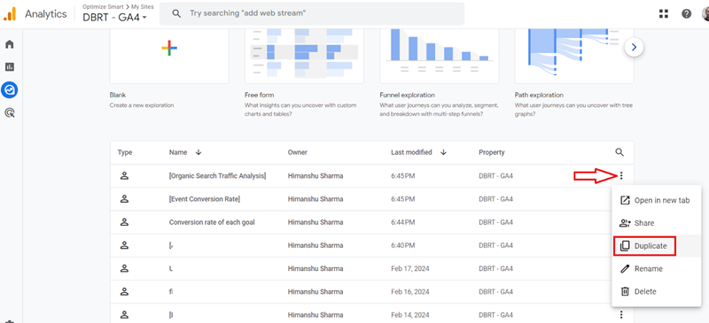 click on the ‘Duplicate‘ option from the drop down menu