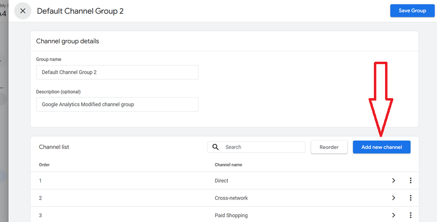 Click on the Add new channel button