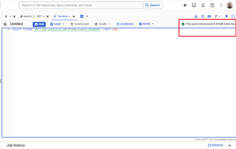 Understanding the BigQuery User Interface 51 check how much data your query will process