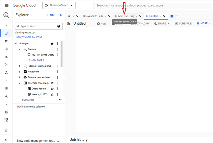 Understanding the BigQuery User Interface 83 switch back to the SQL query you saved earlier