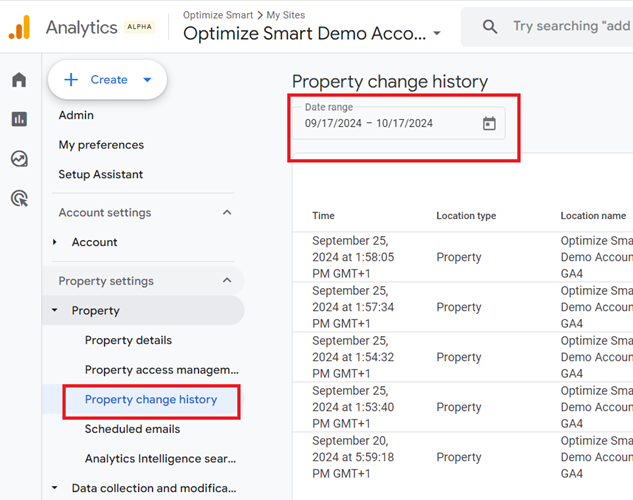Property Change History