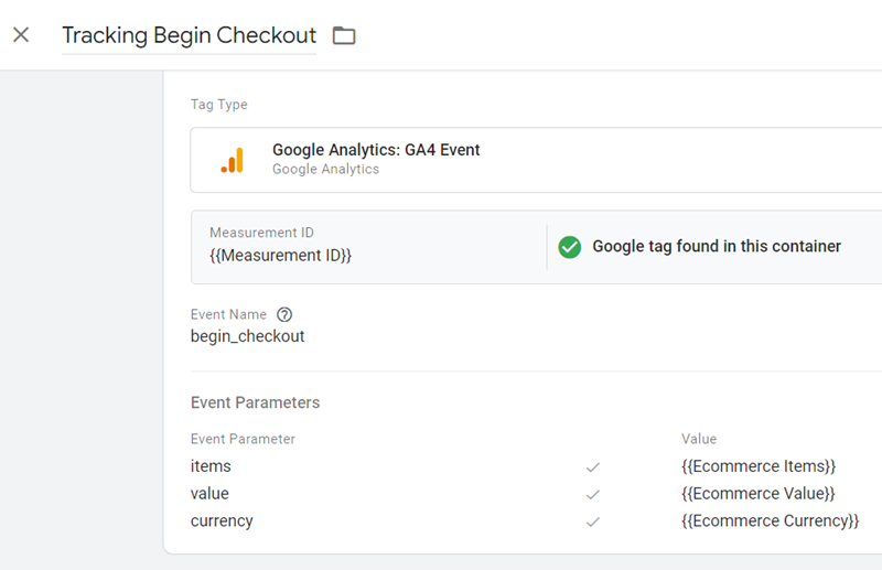 Measuring Checkout steps in GA4 tag configuration
