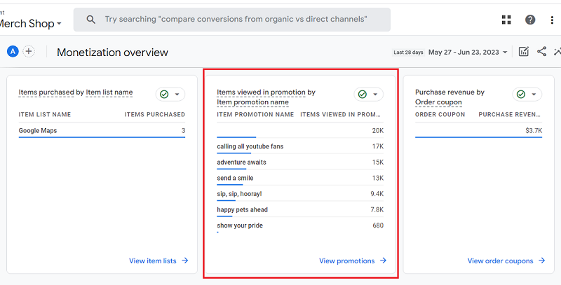 number of items that your customer viewed in a promotion