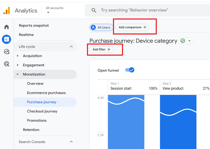 applying filters or comparisons