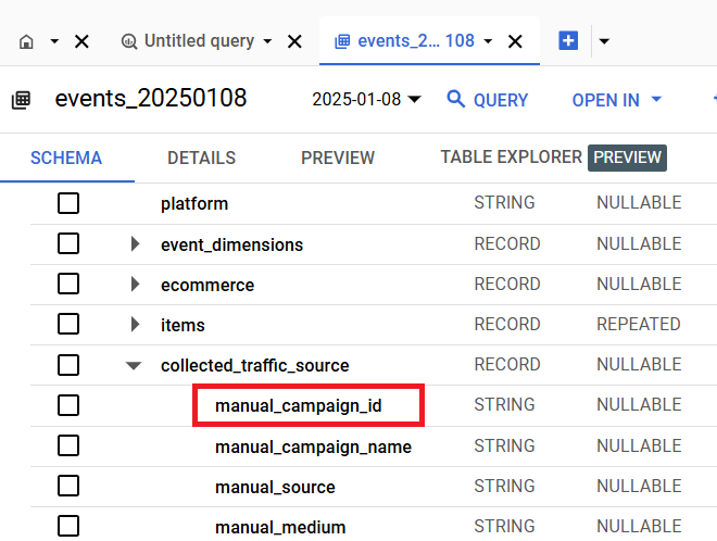 ‘manual campaign name‘ field under ‘collected traffic source‘