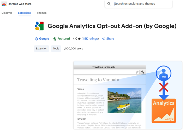 Google Analytics Opt out Add on