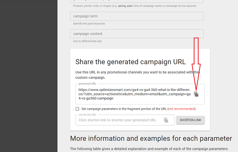 share the generated campaign url