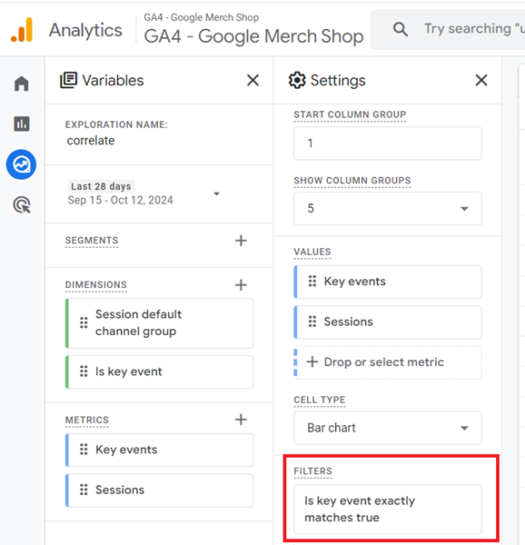 Apply the following dimension filter to the report 1