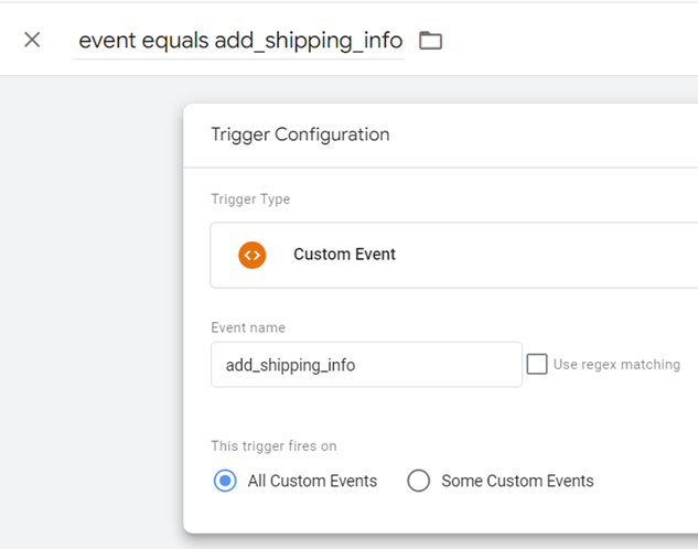Tracking Shipping Information Trigger configuration