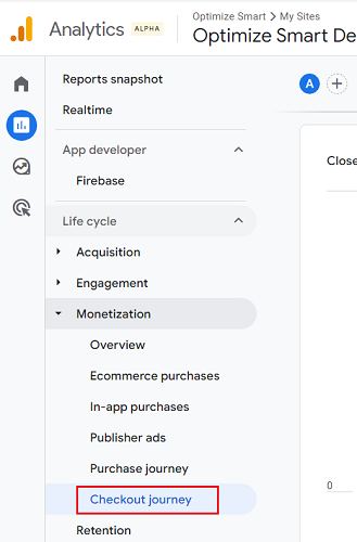 Navigate to the ‘Checkout Journey report
