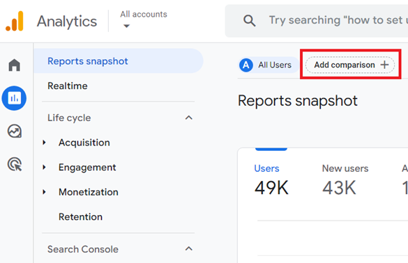 Free GA4 training and tutorial with Certification 31 add comparison ga4
