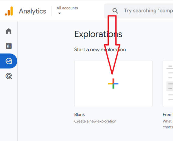 Click on the ‘Blank template ga4