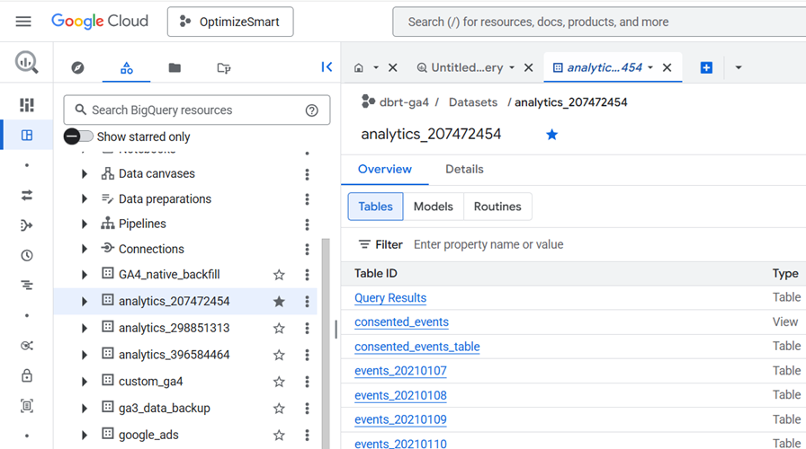 Understanding the BigQuery User Interface 13 click on the dataset name