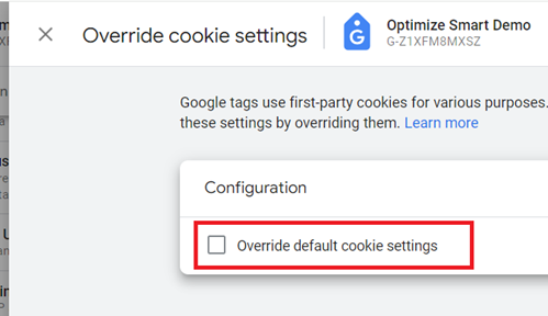 Override default cookie settings