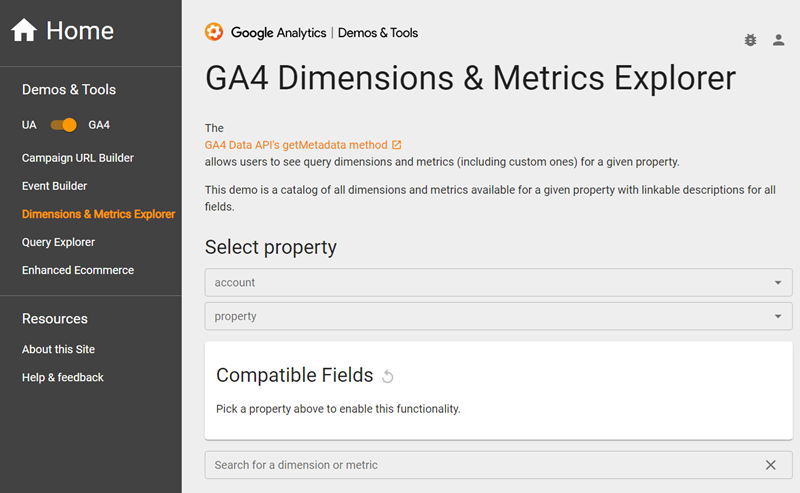 GA4 Dimensions Metrics