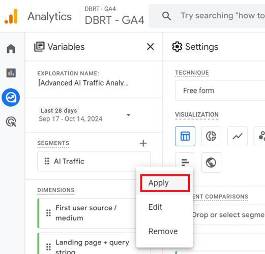 Click on the ‘Apply button from the drop down menu