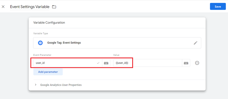 the ‘Event Settings variable