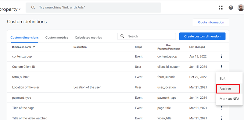 ‘Archive‘ option