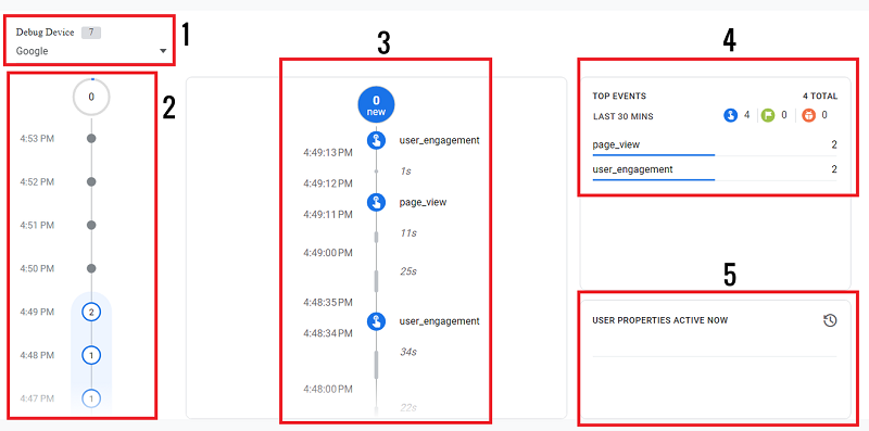 Components of the DebugView report