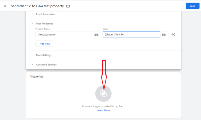 Click on the ‘Choose a trigger button