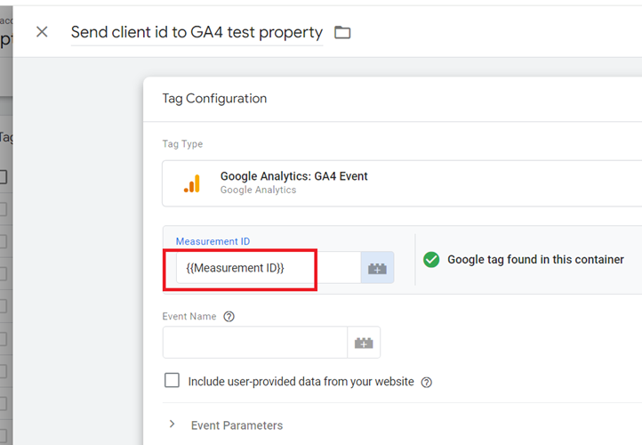 Enter your measurement ID