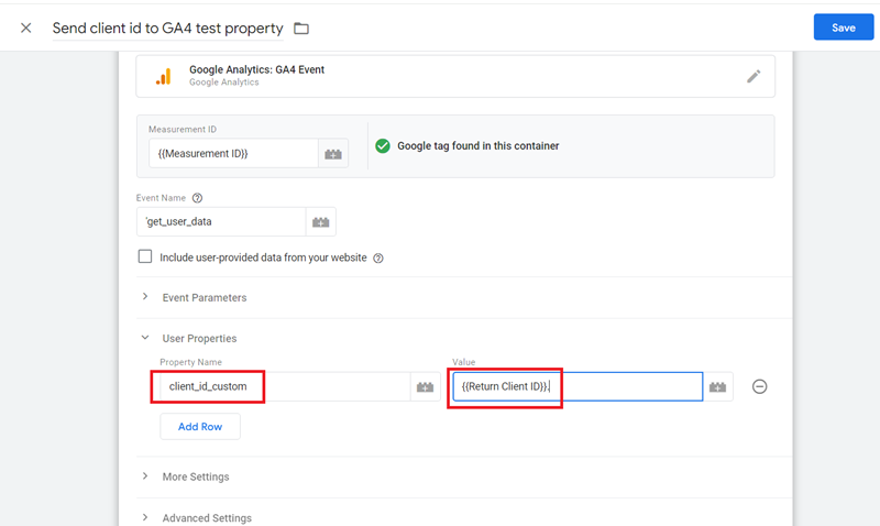 Type ‘client id custom‘ in the ‘Property Name‘ text