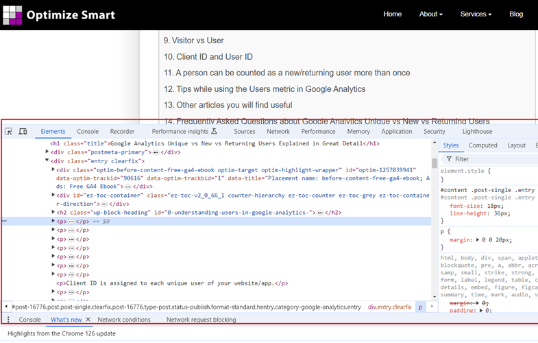 see the developer console window
