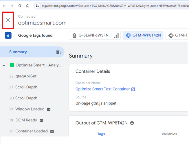 close it by clicking on the cross button
