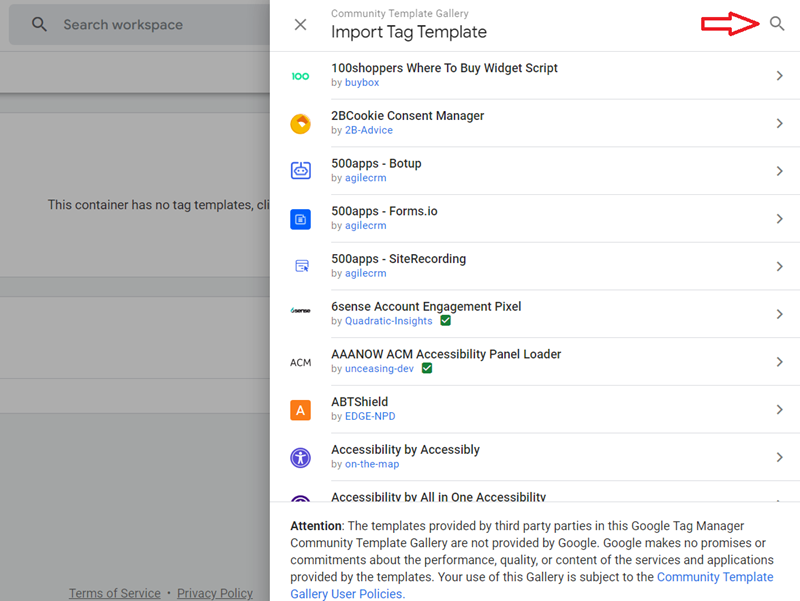 Click on the magnifying glass